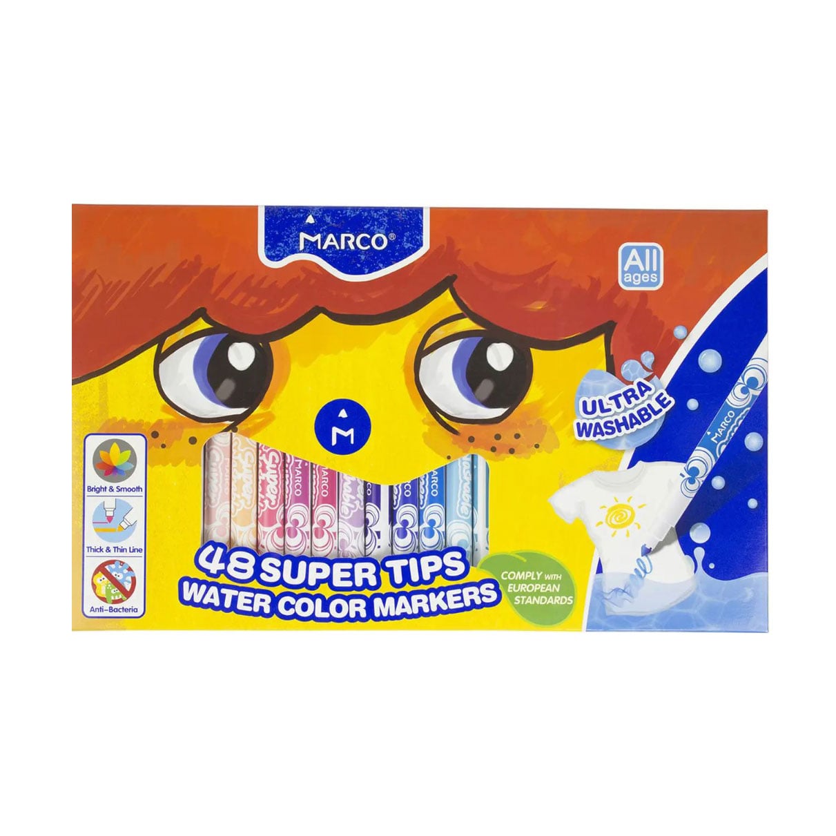 Набір водяних фломастерів Marco Ultra Washable, 48 кольорів (1630-48СВ)